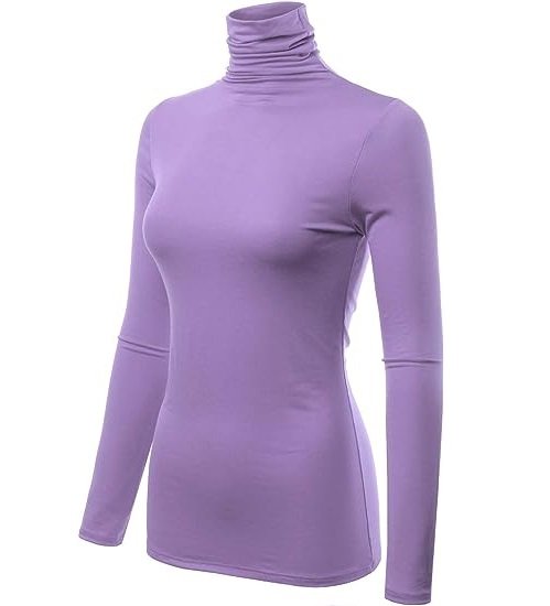 Womens Premium Long Sleeve Turtleneck Lightweight Pullover Top Sweater
