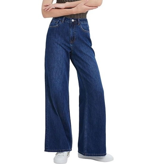 Wide Leg Jeans for Women High Waisted Stretchy Baggy Straight Denim Pants