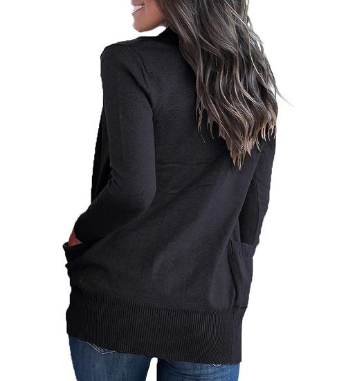 Women's Open Front Casual Long Sleeve Knit Classic Sweaters Cardigan with Pockets