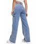 Women's High Waist Cargo Jeans Flap Pocket Wide Leg Denim Pants