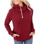 Women's Cowl Neck Hoodie Thermal Hooded Sweatshirts Loose Fit Fall Tops with Pockets