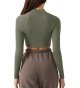 Women's Zipper Fitness Seamless Long Sleeve Rib Yoga Exercise Shirt Cropped Sweatshirt Slim Tops
