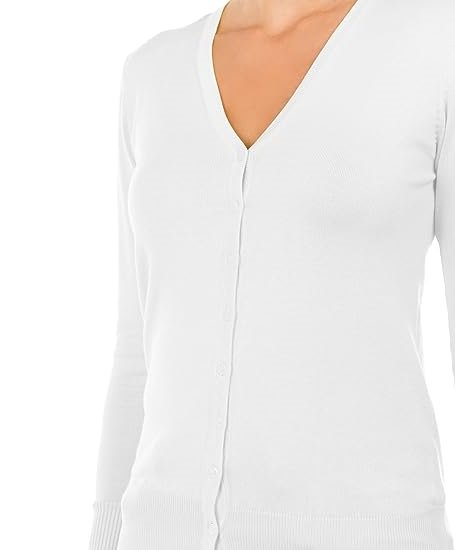 Women's Regular Solid Long Sleeve Cardigan with Decorative Buttons