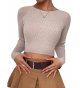 Women's Fitted Ribbed Crewneck Long Sleeve Crop Tops