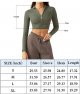 Women's Zipper Fitness Seamless Long Sleeve Rib Yoga Exercise Shirt Cropped Sweatshirt Slim Tops