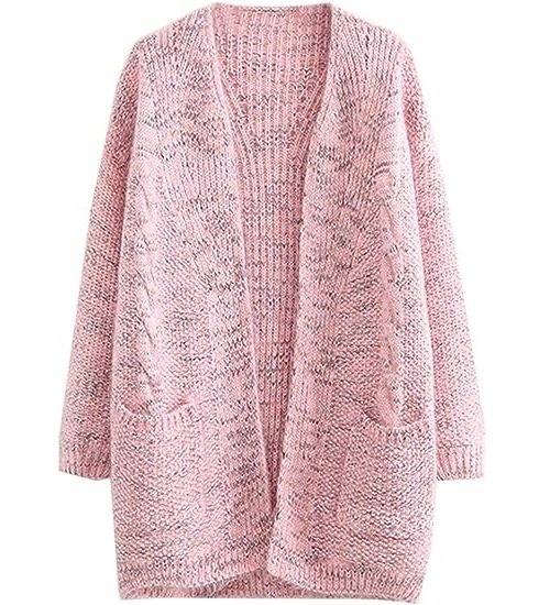 Knit Cardigan Women's Chunky Open Front Outwear Cover Up with Pockets