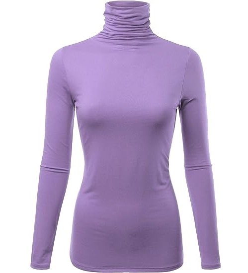 Womens Premium Long Sleeve Turtleneck Lightweight Pullover Top Sweater